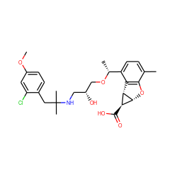 COc1ccc(CC(C)(C)NC[C@@H](O)CO[C@H](C)c2ccc(C)c3c2[C@@H]2[C@H](O3)[C@H]2C(=O)O)c(Cl)c1 ZINC000653829280