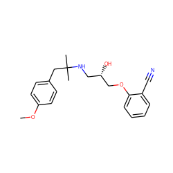 COc1ccc(CC(C)(C)NC[C@H](O)COc2ccccc2C#N)cc1 ZINC000040380740