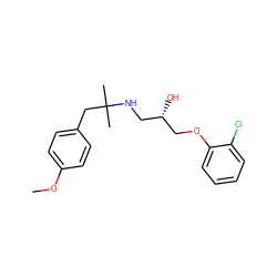 COc1ccc(CC(C)(C)NC[C@H](O)COc2ccccc2Cl)cc1 ZINC000045497473