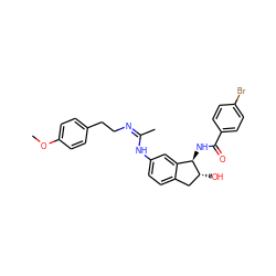COc1ccc(CC/N=C(/C)Nc2ccc3c(c2)[C@@H](NC(=O)c2ccc(Br)cc2)[C@H](O)C3)cc1 ZINC000473086345