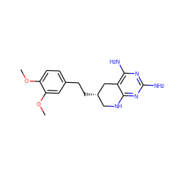 COc1ccc(CC[C@H]2CNc3nc(N)nc(N)c3C2)cc1OC ZINC000005889404