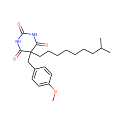 COc1ccc(CC2(CCCCCCCC(C)C)C(=O)NC(=O)NC2=O)cc1 ZINC000095559499