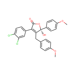 COc1ccc(CC2=C(c3ccc(Cl)c(Cl)c3)C(=O)O[C@@]2(O)c2ccc(OC)cc2)cc1 ZINC000013740972