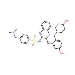 COc1ccc(CC2CCC(O)CC2)c(Nc2nc3ccccc3nc2NS(=O)(=O)c2ccc(CN(C)C)cc2)c1 ZINC000138460853