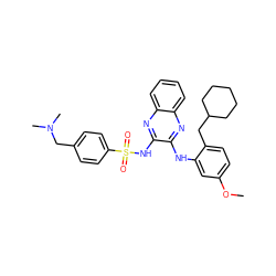 COc1ccc(CC2CCCCC2)c(Nc2nc3ccccc3nc2NS(=O)(=O)c2ccc(CN(C)C)cc2)c1 ZINC000138460587