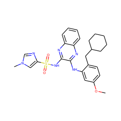COc1ccc(CC2CCCCC2)c(Nc2nc3ccccc3nc2NS(=O)(=O)c2cn(C)cn2)c1 ZINC000138275372