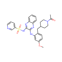 COc1ccc(CC2CCN(C(C)=O)CC2)c(Nc2nc3ccccc3nc2NS(=O)(=O)c2cccnc2)c1 ZINC000138250144