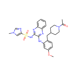 COc1ccc(CC2CCN(C(C)=O)CC2)c(Nc2nc3ccccc3nc2NS(=O)(=O)c2cn(C)cn2)c1 ZINC000138250030