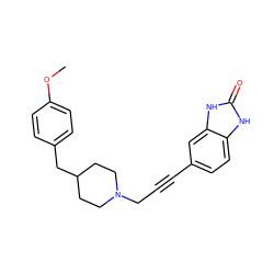 COc1ccc(CC2CCN(CC#Cc3ccc4[nH]c(=O)[nH]c4c3)CC2)cc1 ZINC000013813206