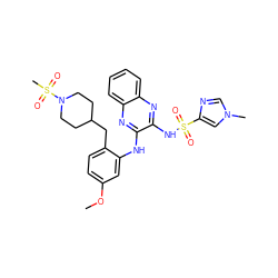 COc1ccc(CC2CCN(S(C)(=O)=O)CC2)c(Nc2nc3ccccc3nc2NS(=O)(=O)c2cn(C)cn2)c1 ZINC000138406079