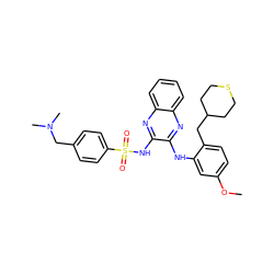 COc1ccc(CC2CCSCC2)c(Nc2nc3ccccc3nc2NS(=O)(=O)c2ccc(CN(C)C)cc2)c1 ZINC000138460476