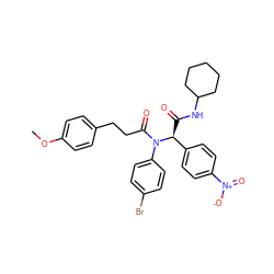 COc1ccc(CCC(=O)N(c2ccc(Br)cc2)[C@@H](C(=O)NC2CCCCC2)c2ccc([N+](=O)[O-])cc2)cc1 ZINC000653760867