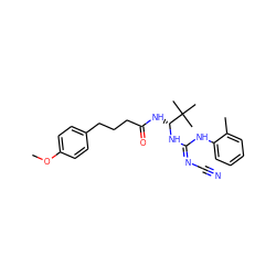 COc1ccc(CCCC(=O)N[C@@H](N/C(=N/C#N)Nc2ccccc2C)C(C)(C)C)cc1 ZINC000045506175