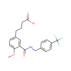 COc1ccc(CCCC(=O)O)cc1C(=O)NCc1ccc(C(F)(F)F)cc1 ZINC000000595448