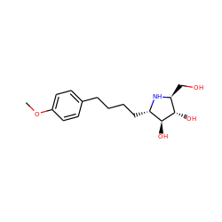 COc1ccc(CCCC[C@@H]2N[C@@H](CO)[C@H](O)[C@H]2O)cc1 ZINC000299838164