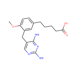 COc1ccc(CCCCC(=O)O)cc1Cc1cnc(N)nc1N ZINC000003641207