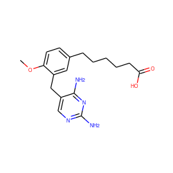 COc1ccc(CCCCCC(=O)O)cc1Cc1cnc(N)nc1N ZINC000003641204