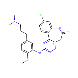 COc1ccc(CCCN(C)C)cc1Nc1ncc2c(n1)-c1ccc(Cl)cc1NC(=S)C2 ZINC000082155603