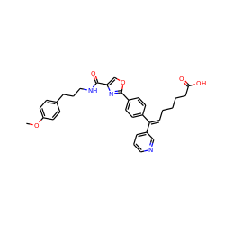 COc1ccc(CCCNC(=O)c2coc(-c3ccc(/C(=C\CCCCC(=O)O)c4cccnc4)cc3)n2)cc1 ZINC000027624281