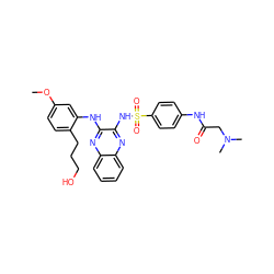 COc1ccc(CCCO)c(Nc2nc3ccccc3nc2NS(=O)(=O)c2ccc(NC(=O)CN(C)C)cc2)c1 ZINC000148125994