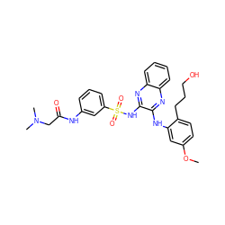 COc1ccc(CCCO)c(Nc2nc3ccccc3nc2NS(=O)(=O)c2cccc(NC(=O)CN(C)C)c2)c1 ZINC000148521912