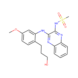 COc1ccc(CCCO)c(Nc2nc3ccccc3nc2NS(C)(=O)=O)c1 ZINC000138161561