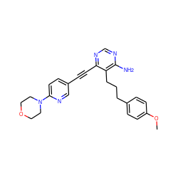 COc1ccc(CCCc2c(N)ncnc2C#Cc2ccc(N3CCOCC3)nc2)cc1 ZINC000021288954