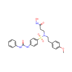 COc1ccc(CCN(CCC(=O)NO)S(=O)(=O)c2ccc(NC(=O)Nc3ccccc3)cc2)cc1 ZINC000033991339