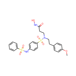 COc1ccc(CCN(CCC(=O)NO)S(=O)(=O)c2ccc(NS(=O)(=O)c3ccccc3)cc2)cc1 ZINC000095562514