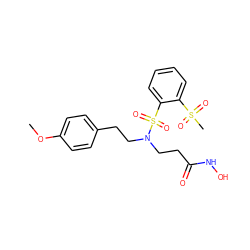 COc1ccc(CCN(CCC(=O)NO)S(=O)(=O)c2ccccc2S(C)(=O)=O)cc1 ZINC000060049830