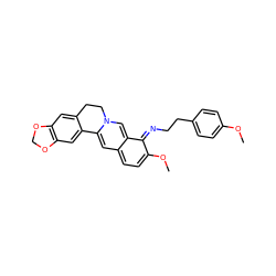 COc1ccc(CCN=c2c(OC)ccc3cc4n(cc2-3)CCc2cc3c(cc2-4)OCO3)cc1 ZINC000377839999