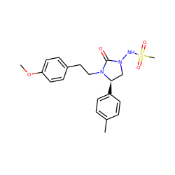 COc1ccc(CCN2C(=O)N(NS(C)(=O)=O)C[C@H]2c2ccc(C)cc2)cc1 ZINC000045283659