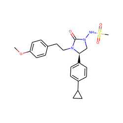 COc1ccc(CCN2C(=O)N(NS(C)(=O)=O)C[C@H]2c2ccc(C3CC3)cc2)cc1 ZINC000043178287