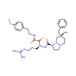 COc1ccc(CCNC(=O)C(=O)[C@H](CCCN=C(N)N)NC(=O)[C@@H]2CCN3CC[C@@](N)(Cc4ccccc4)CN23)cc1 ZINC000028770692