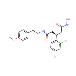 COc1ccc(CCNC(=O)C[C@@H](CC(=O)NO)c2ccc(Cl)cc2Cl)cc1 ZINC000103232238