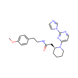 COc1ccc(CCNC(=O)C[C@@H]2CCCCN2c2ccnc(-n3ccnc3)n2)cc1 ZINC000035272231