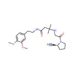 COc1ccc(CCNC(=O)CC(C)(C)NCC(=O)N2CCC[C@H]2C#N)cc1OC ZINC000036310898