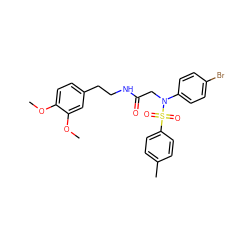 COc1ccc(CCNC(=O)CN(c2ccc(Br)cc2)S(=O)(=O)c2ccc(C)cc2)cc1OC ZINC000028890649