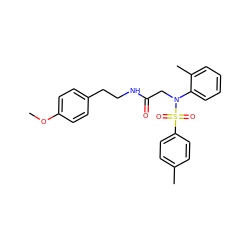 COc1ccc(CCNC(=O)CN(c2ccccc2C)S(=O)(=O)c2ccc(C)cc2)cc1 ZINC000013424491