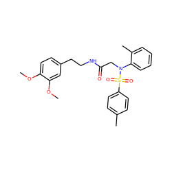 COc1ccc(CCNC(=O)CN(c2ccccc2C)S(=O)(=O)c2ccc(C)cc2)cc1OC ZINC000014186086