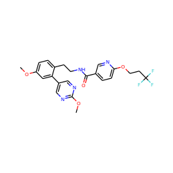 COc1ccc(CCNC(=O)c2ccc(OCCC(F)(F)F)nc2)c(-c2cnc(OC)nc2)c1 ZINC000095564275