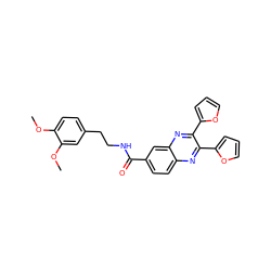 COc1ccc(CCNC(=O)c2ccc3nc(-c4ccco4)c(-c4ccco4)nc3c2)cc1OC ZINC000002951107