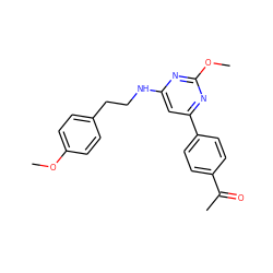 COc1ccc(CCNc2cc(-c3ccc(C(C)=O)cc3)nc(OC)n2)cc1 ZINC000066099883