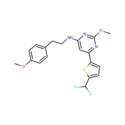COc1ccc(CCNc2cc(-c3ccc(C(F)F)s3)nc(OC)n2)cc1 ZINC000035826458