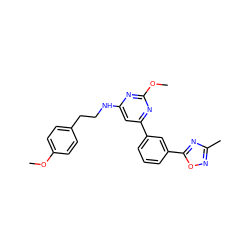 COc1ccc(CCNc2cc(-c3cccc(-c4nc(C)no4)c3)nc(OC)n2)cc1 ZINC000038268688