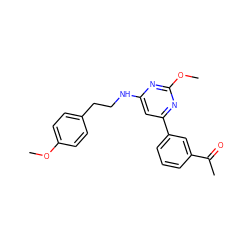 COc1ccc(CCNc2cc(-c3cccc(C(C)=O)c3)nc(OC)n2)cc1 ZINC000066102675