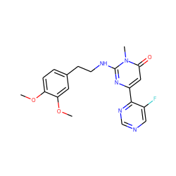 COc1ccc(CCNc2nc(-c3ncncc3F)cc(=O)n2C)cc1OC ZINC000169711974