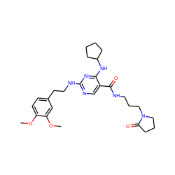 COc1ccc(CCNc2ncc(C(=O)NCCCN3CCCC3=O)c(NC3CCCC3)n2)cc1OC ZINC000095595019