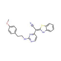 COc1ccc(CCNc2nccc(/C(C#N)=C3\Nc4ccccc4S3)n2)cc1 ZINC000013647771