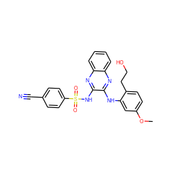 COc1ccc(CCO)c(Nc2nc3ccccc3nc2NS(=O)(=O)c2ccc(C#N)cc2)c1 ZINC000138220681